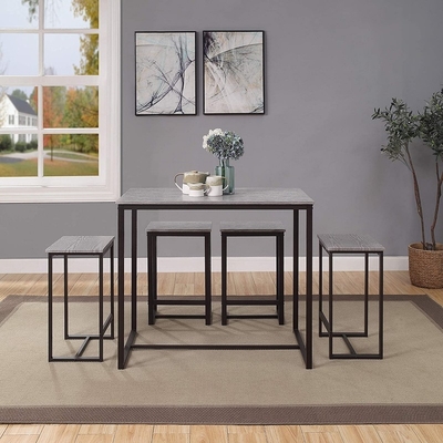 Customized 5pc Pine Dinning Table And Chair Set Glossy Finish