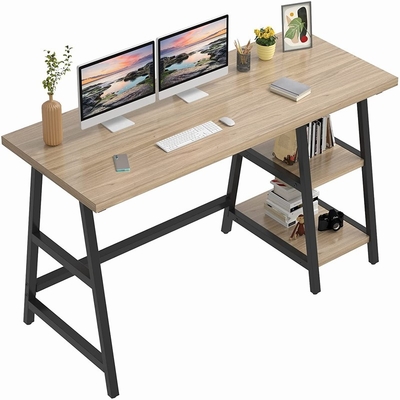 Wooden Metal Office Computer Desk With Shelves ODM