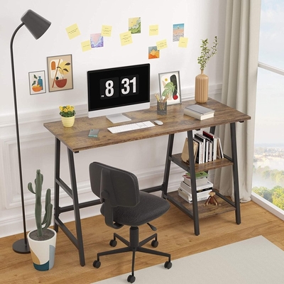 Wooden Metal Office Computer Desk With Shelves ODM