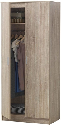 Custom 2 Door Natural Wood Armoire Wardrobe For Clothes Big Storage Space