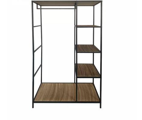 Metal And MDF Wood Cloth Storage Rack For Bedroom