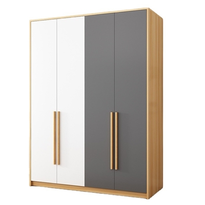 Metal And MDF Solid Wood Wardrobe Closet Wooden Almirah For Bedroom