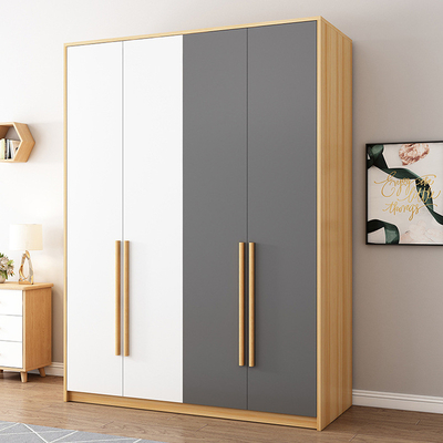 Metal And MDF Solid Wood Wardrobe Closet Wooden Almirah For Bedroom