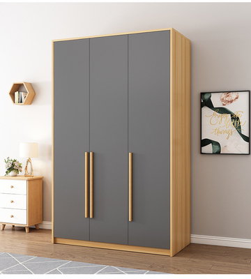 Metal And MDF Solid Wood Wardrobe Closet Wooden Almirah For Bedroom