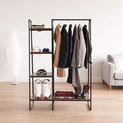 Bedroom Modern Wardrobe Cabinet Wooden Cloth Stand rack 4 Tier