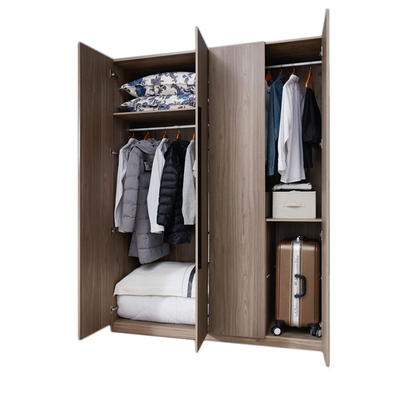 Contemperary 4 Doors Wooden Clothes Closet Wardrobe For Bedroom Storage