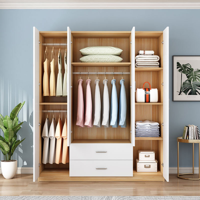 E1 grade Wooden Modern Wardrobe Cabinet Clothes Closet With Drawer