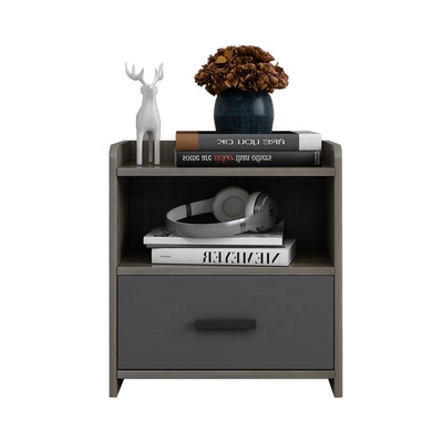 Eco Friendly Timber Bedside Table Gray White 2 Drawer Nightstand