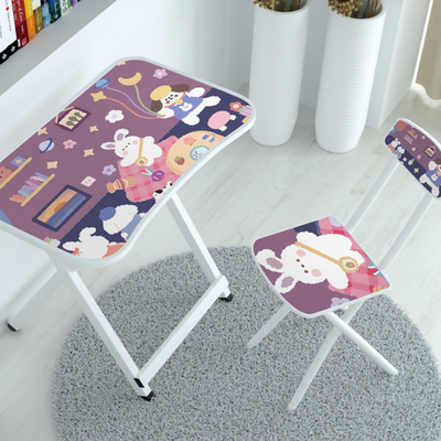 Foldable MDF Board Wooden Metal Furniture Children Table And Chair Set